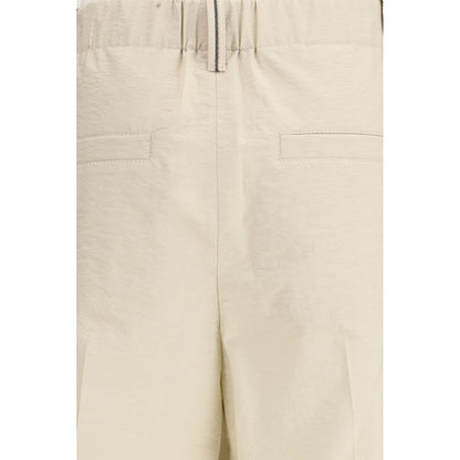 Beige Cotton Casual Pants