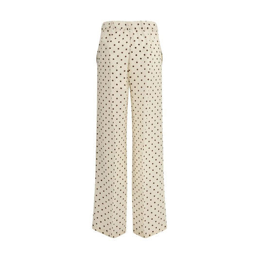 Beige Silk Casual Pants