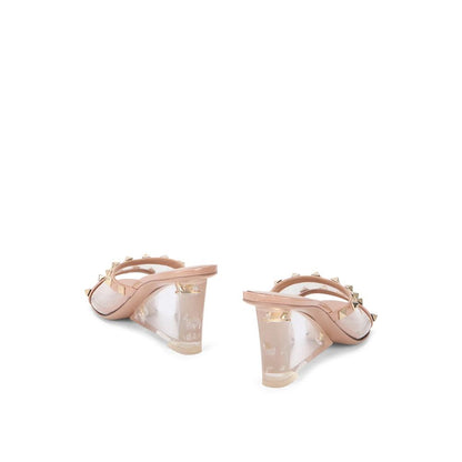 Beige Leather Mules