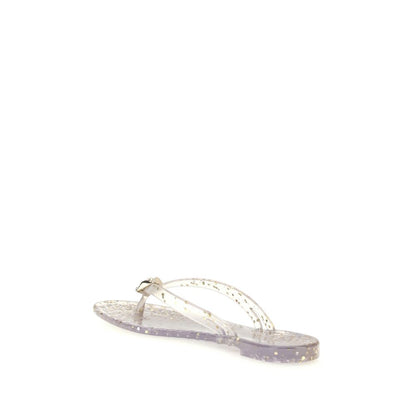 Gold Polyurethane Flat Sandals