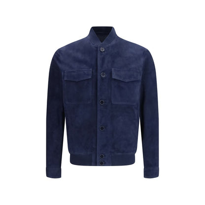 Blue Calf Leather Bos Taurus Bomber