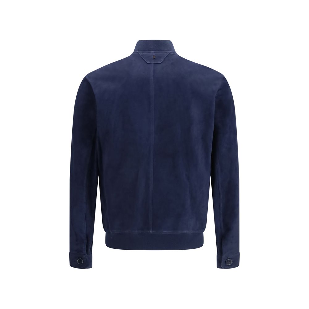 Blue Calf Leather Bos Taurus Bomber