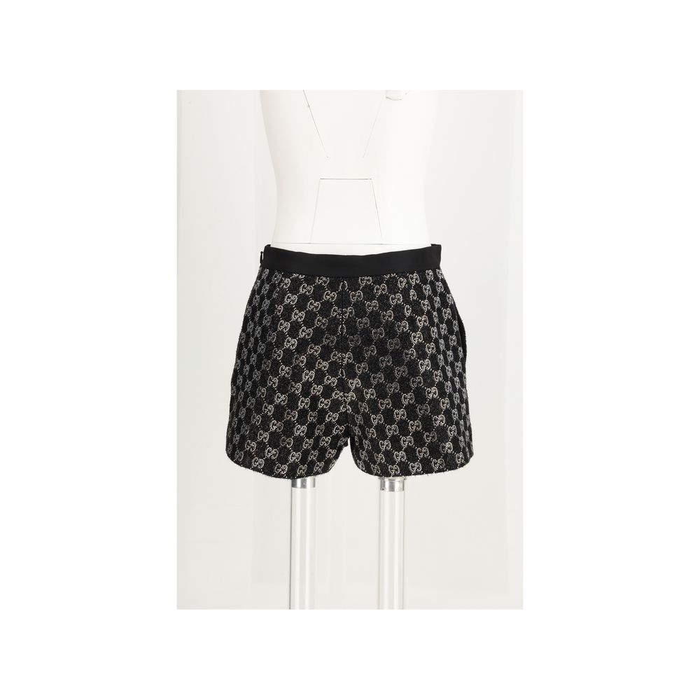 Black Viscose Bermuda Shorts