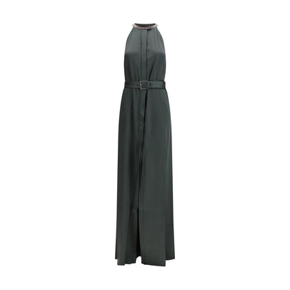 Bicolor Acetate Long Dress