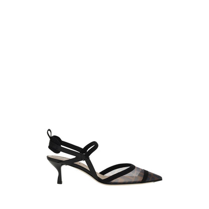 Black Nylon Platform Pumps