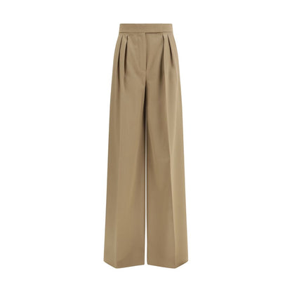 Beige Fleece Wool Casual Pants