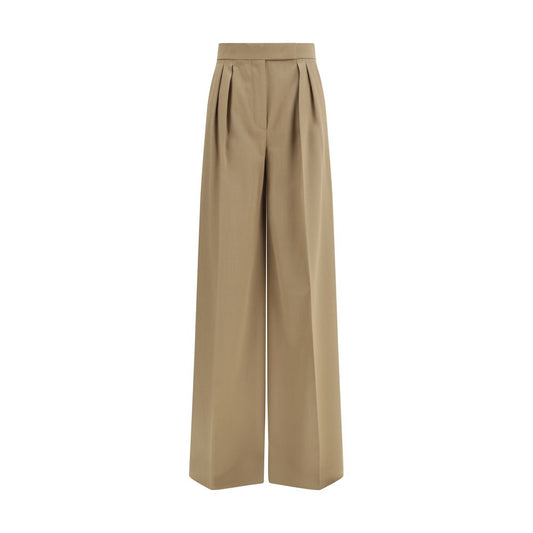 Beige Fleece Wool Casual Pants