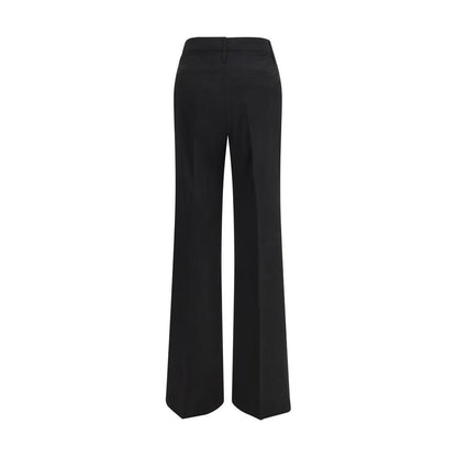 Black Fleece Wool Flared Pants