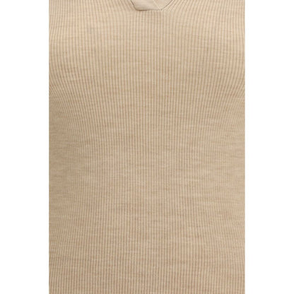 Beige Fleece Wool Polo Shirt