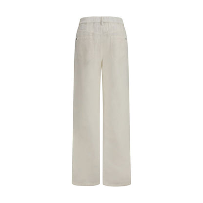 White Cotton Casual Pants