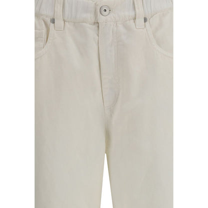 White Cotton Casual Pants