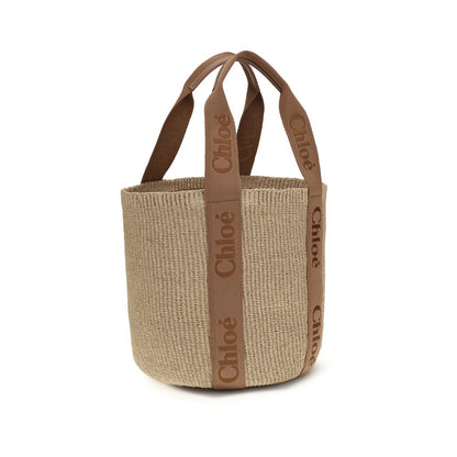 Beige Raffia Backet Bag
