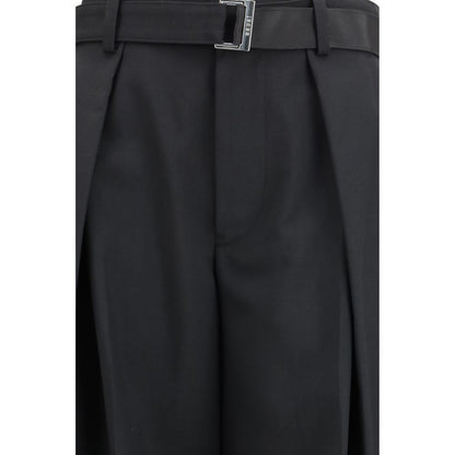 Black Polyester Casual Pants