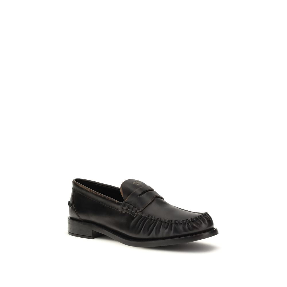 Black Calf Leather Bos Taurus Slip-On Loafers