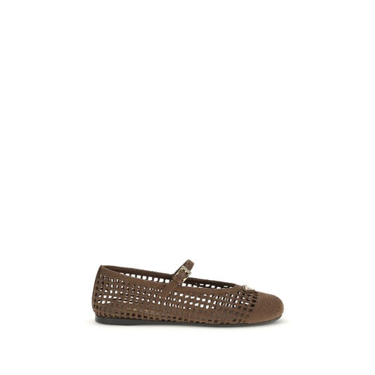 Brown Cotton Ballet Flats