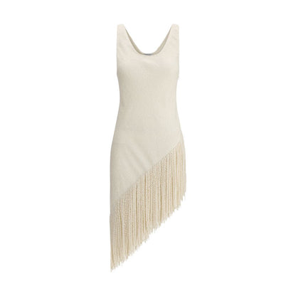 Beige Silk Casual Dress