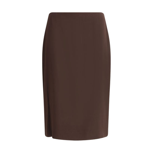 Brown Acetate Midi Skirt