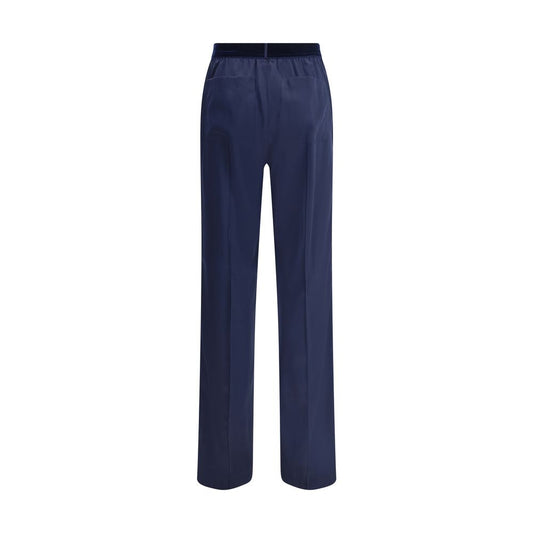 Blue Elastane Casual Pants