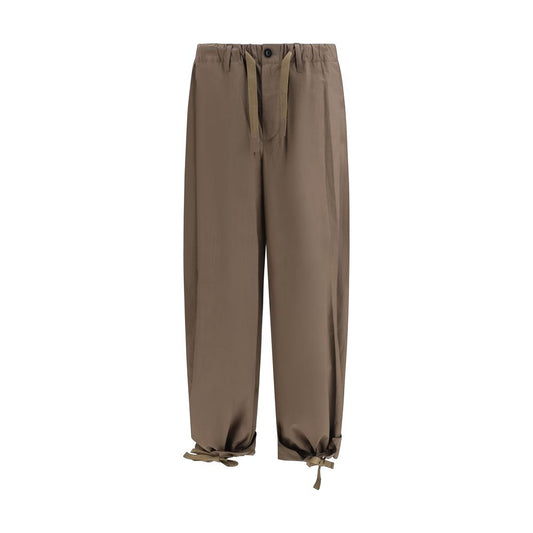 Brown Cotton Casual Pants