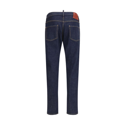 Blue Calf Leather Bos Taurus Jeans Denim
