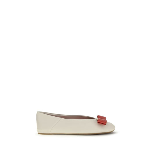 White Calf Leather Bos Taurus Ballet Flats