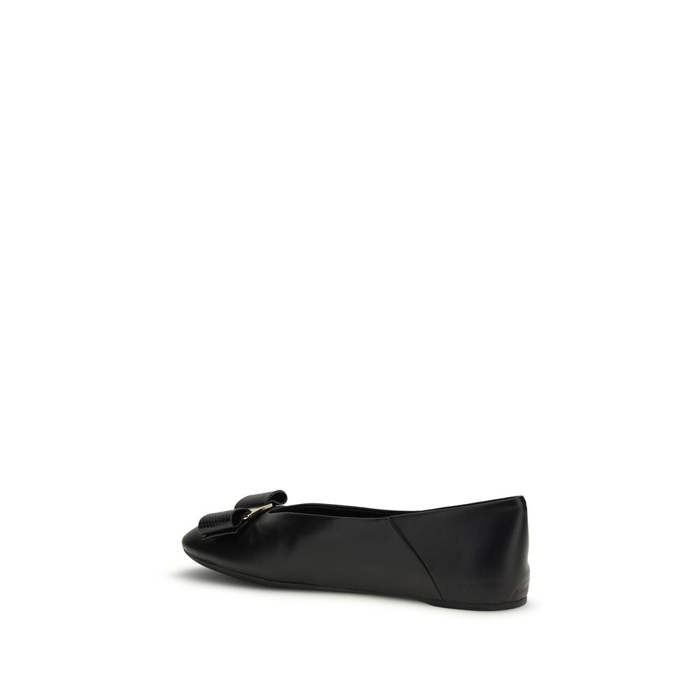 Black Calf Leather Bos Taurus Ballet Flats