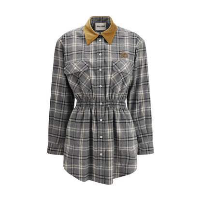 Gray Cotton Casual Dress