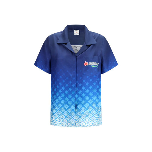 Blue Silk Pattern Shirt
