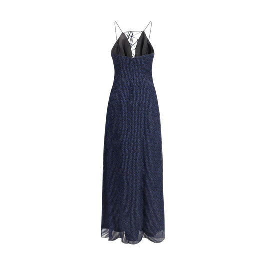 Blue Silk Casual Dress