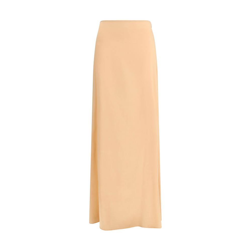 Orange Silk Long Skirt