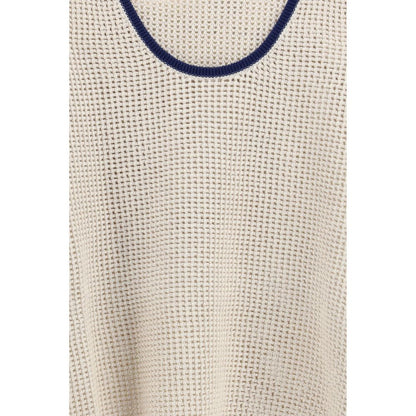 Beige Cotton Sleeveles T-Shirt