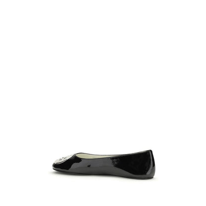 Black Calf Leather Bos Taurus Ballet Flats