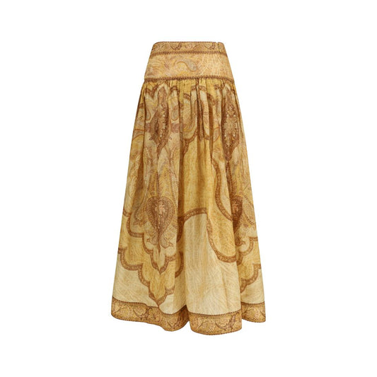 Bicolor Cotton Long Skirt