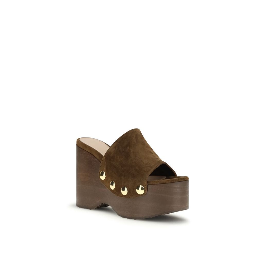 Brown Calf Leather Bos Taurus Clogs
