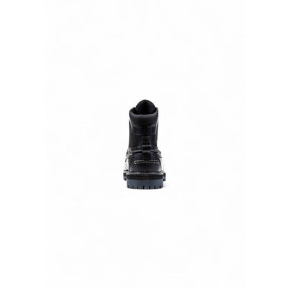 Black Leather Lace-Up Boots