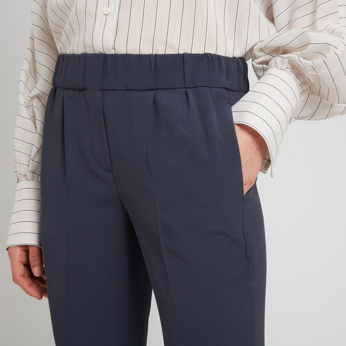 Blue Acetate Casual Pants