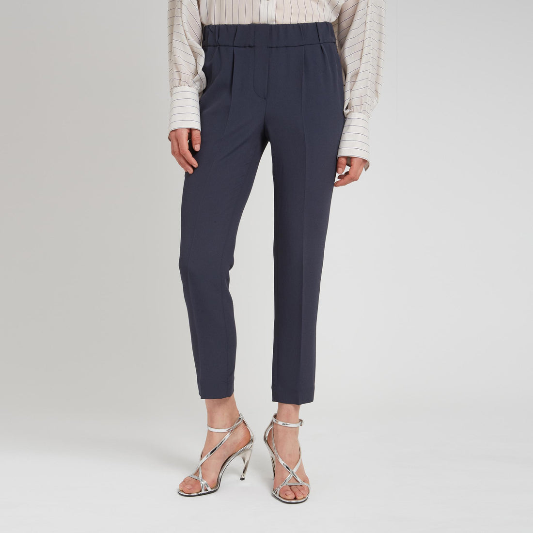 Blue Acetate Casual Pants