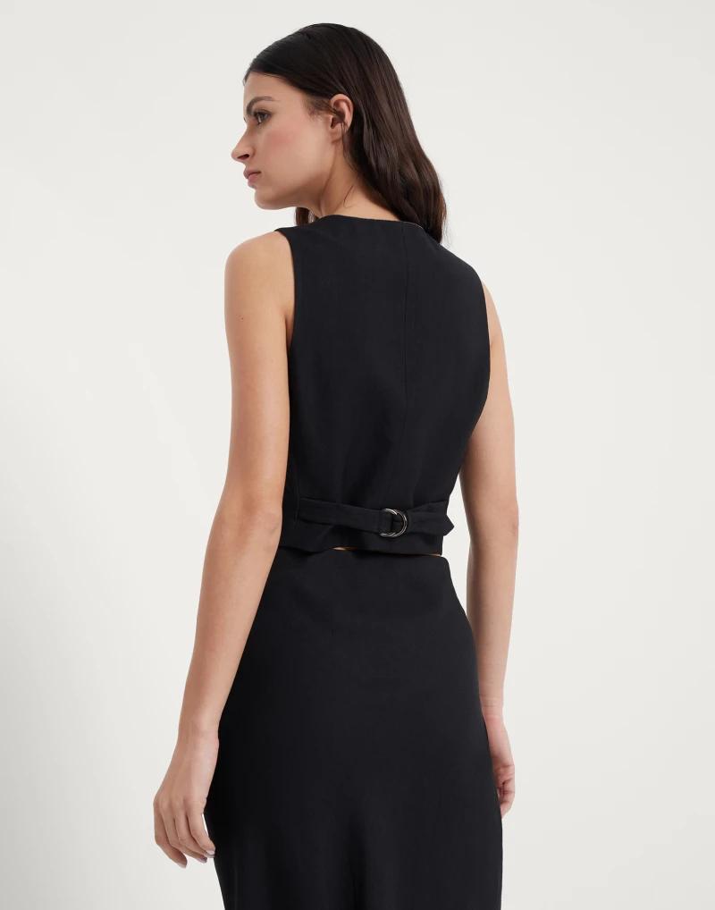 Black Viscose Sleveless Jacket