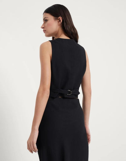 Black Viscose Sleveless Jacket
