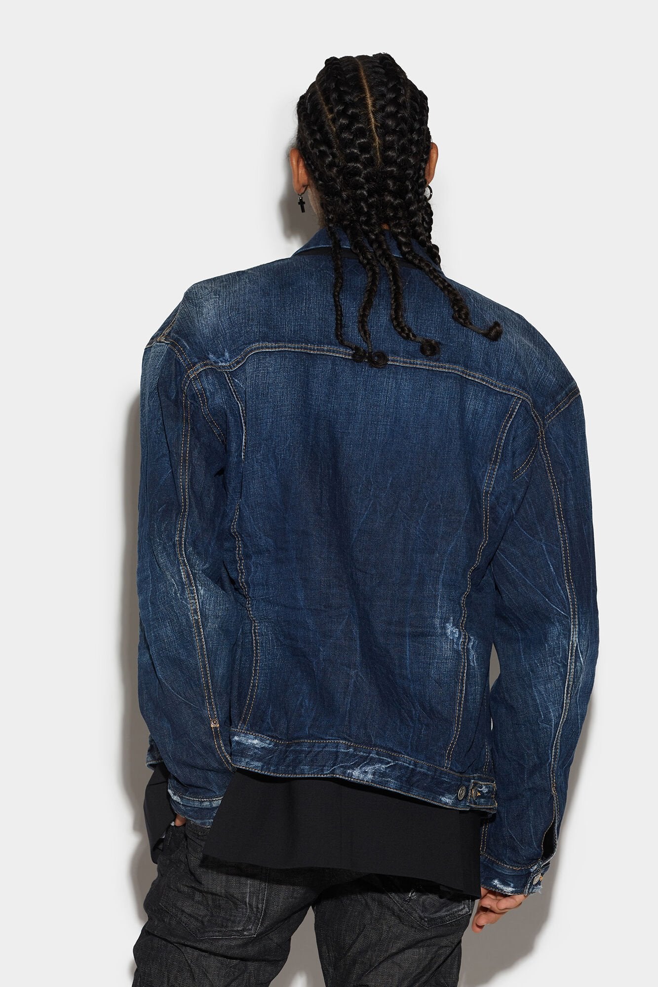 Navy Blue Fibres Denim Jacket