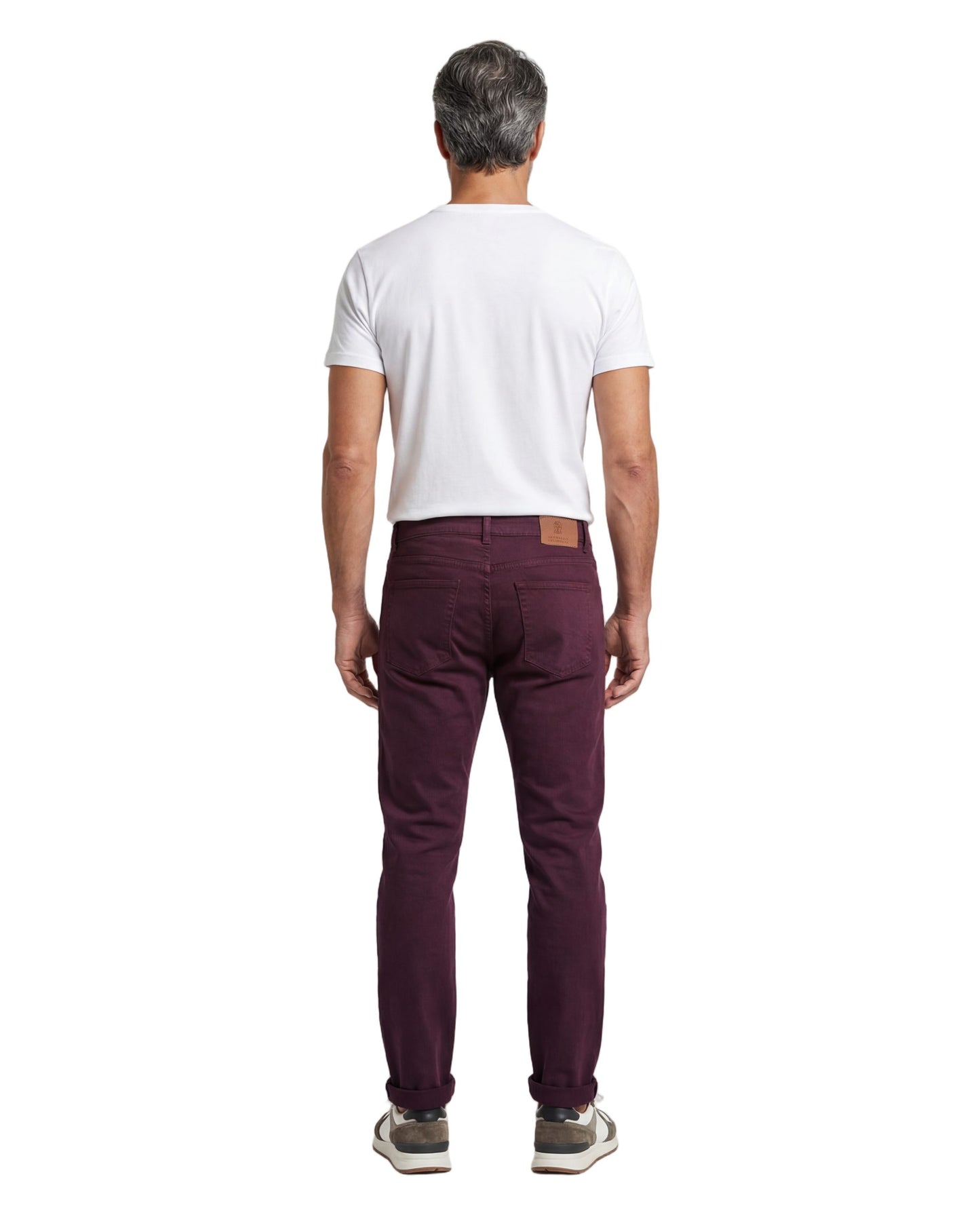Burgundy Cotton Casual Pants