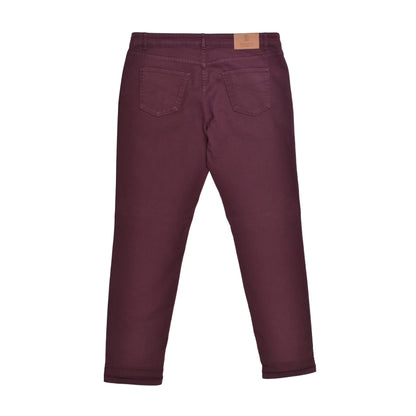 Burgundy Cotton Casual Pants