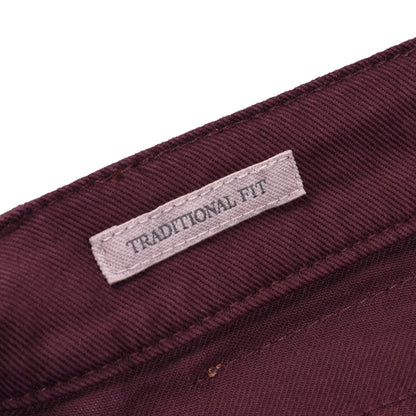 Burgundy Cotton Casual Pants