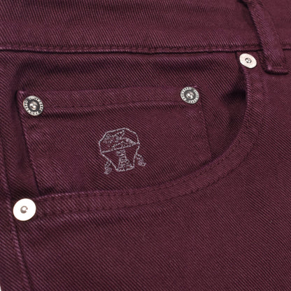 Burgundy Cotton Casual Pants