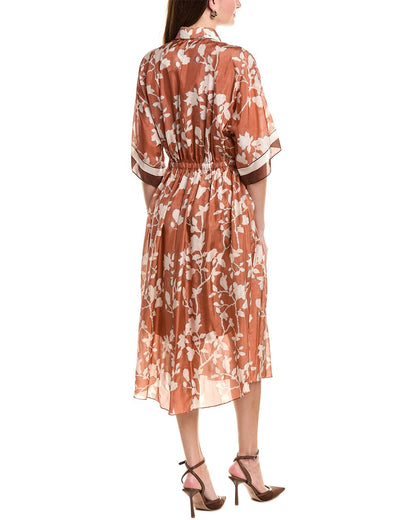 Orange Silk Casual Dress