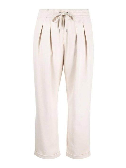 Beige Cotton Casual Pants