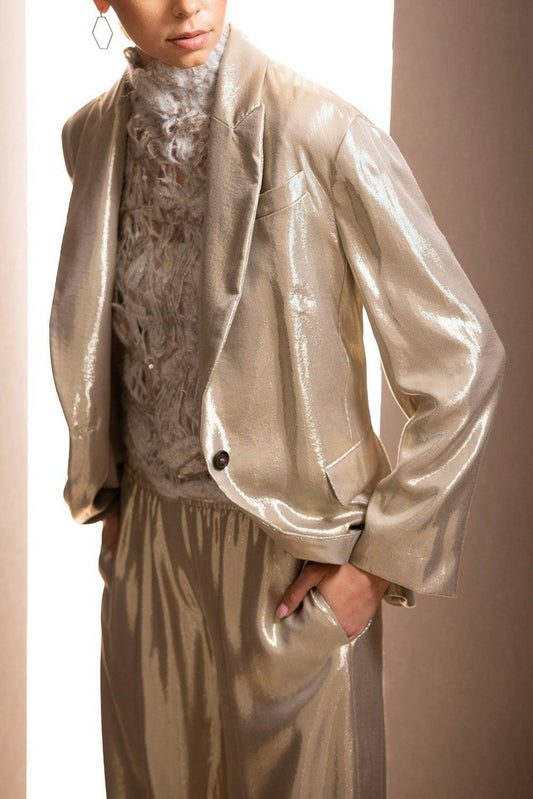 Gold Viscose Casual Pants