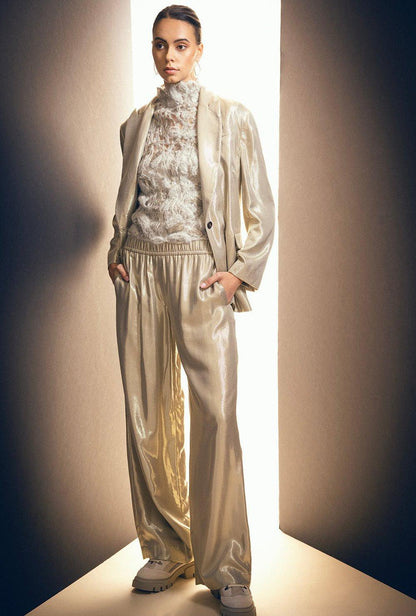 Gold Viscose Casual Pants