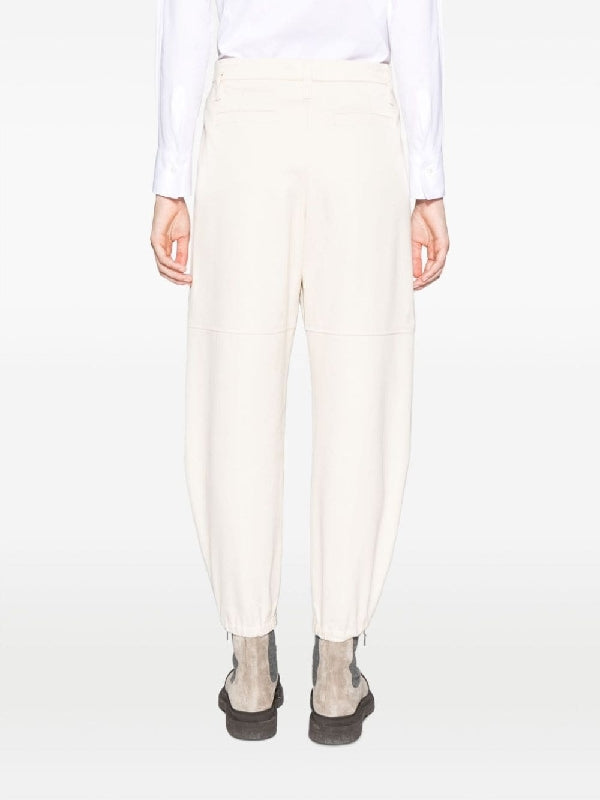 Beige Cotton Casual Pants