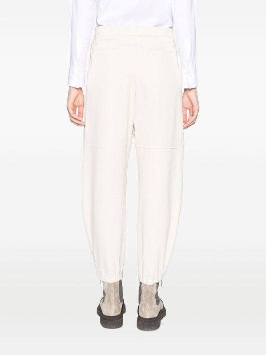 Beige Cotton Casual Pants